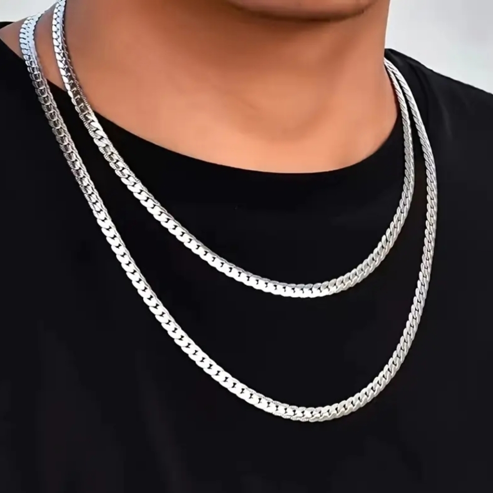925 Sterling Silver Flat Profile Chain Necklace, 20" or 18" Length